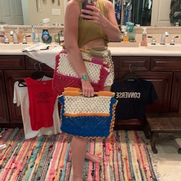 Crocheted Oversized Clutch Great Large Bamboo - Picture 6 of 6